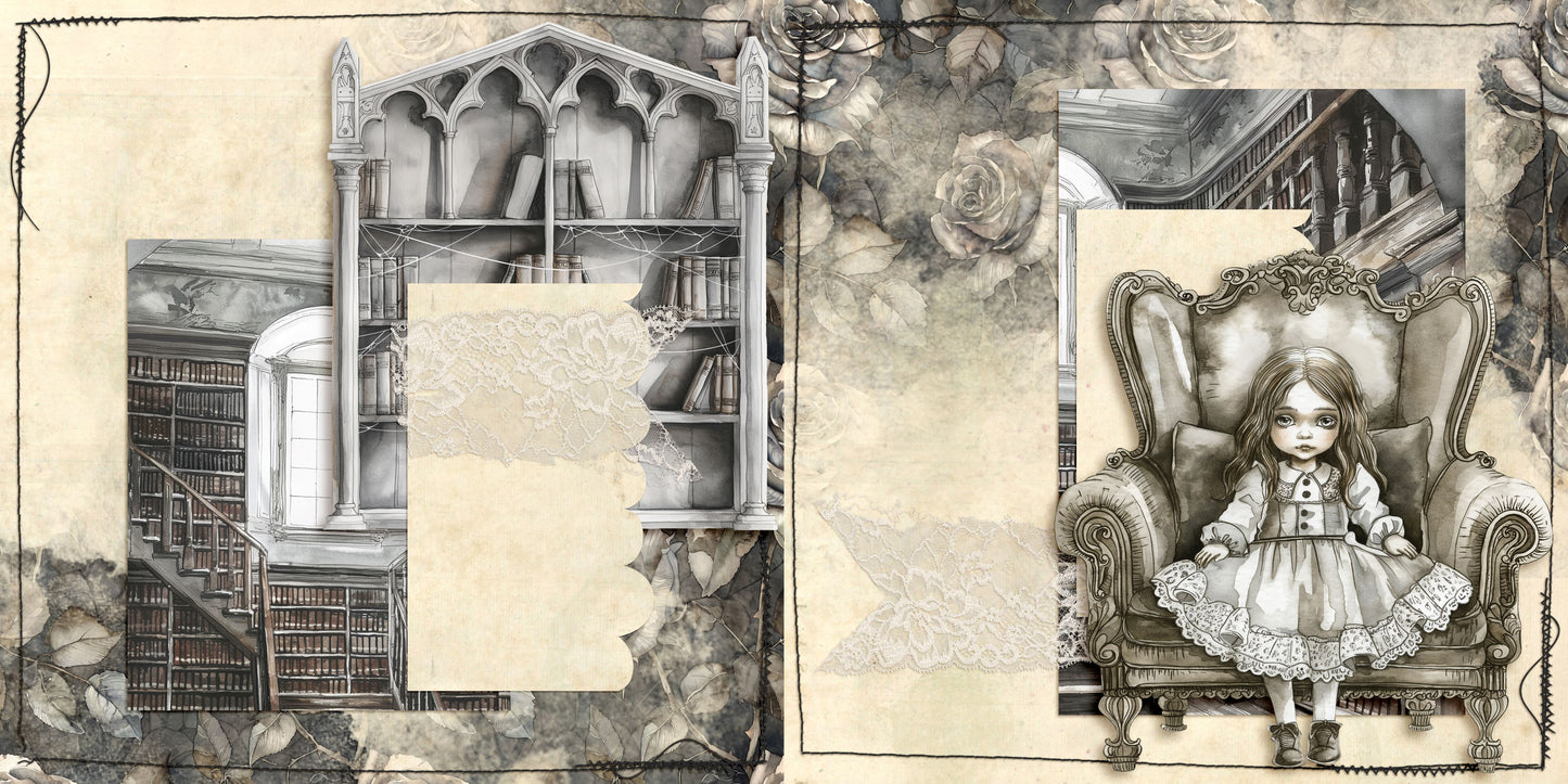 Creepy Old House Girl NPM - Scrapbook Layout - 24-817