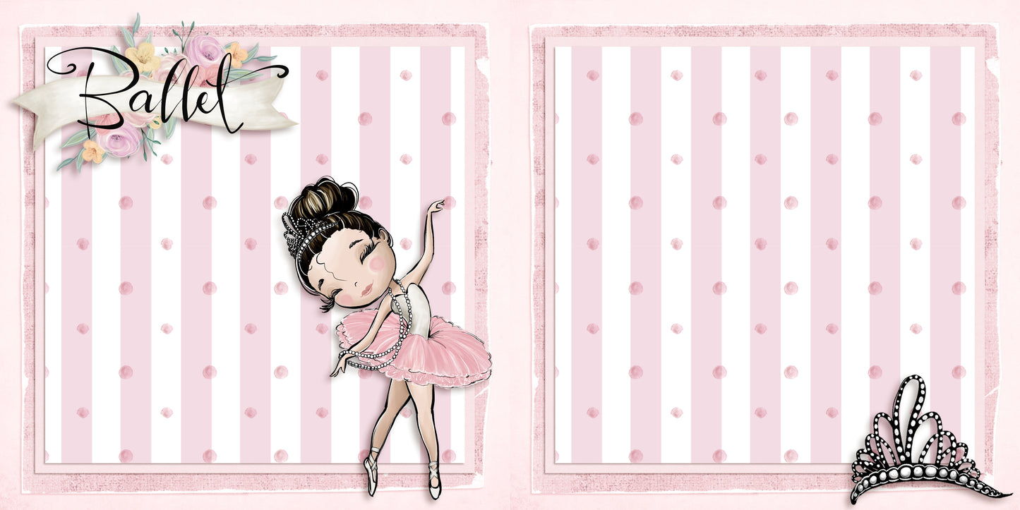 Ballet - Black Hair EZ Background Pages -  Digital Bundle - 10 Digital Scrapbook Pages - INSTANT DOWNLOAD