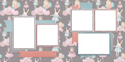 Sweet Dreams Moon Bunny Grey - EZ Digital Scrapbook Pages - INSTANT DOWNLOAD