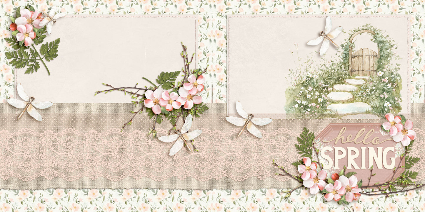 Spring Garden NPM - Set of 5 Double Page Scrapbook Layouts - 25-1031
