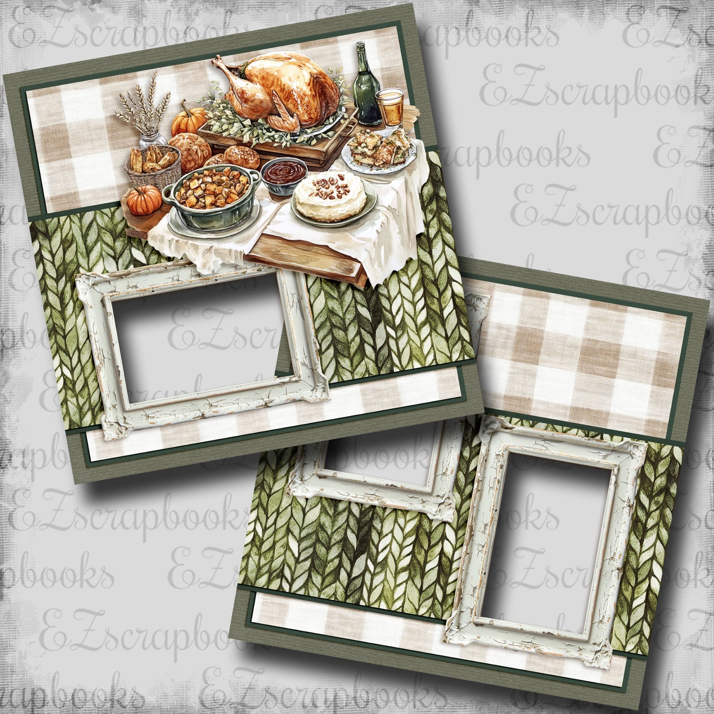 Grateful Feast - Thanksgiving - EZ Digital Scrapbook Pages - INSTANT DOWNLOAD
