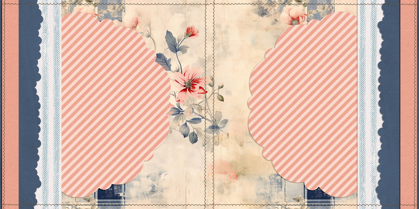 Pink Denim NPM - Set of 5 Double Page Scrapbook Layouts - 26-1015