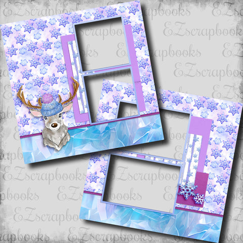 Ice Ice Baby Deer - EZ Digital Scrapbook Pages - INSTANT DOWNLOAD