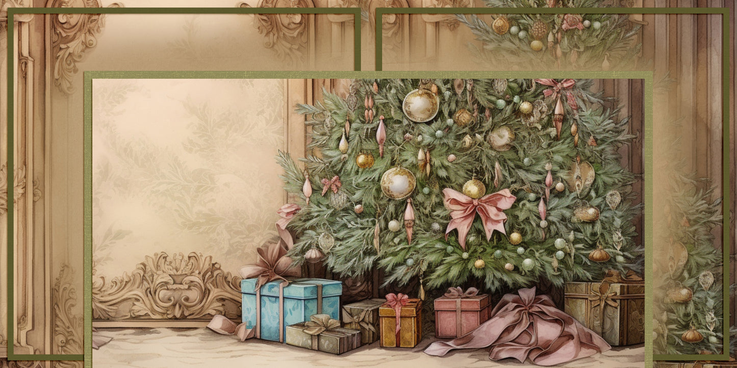 Pastel Christmas 2 Background Pages - Set of 5 Double Page Layouts - 1802