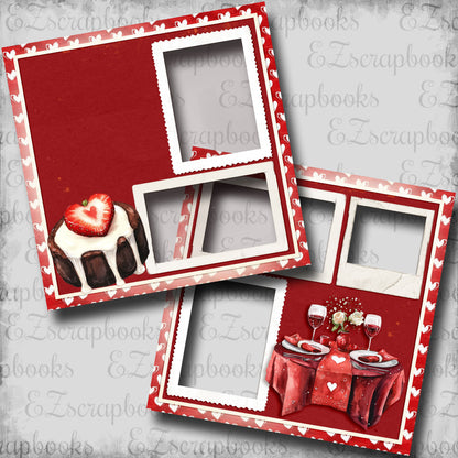 Valentine Dinner - EZ Digital Scrapbook Pages - INSTANT DOWNLOAD
