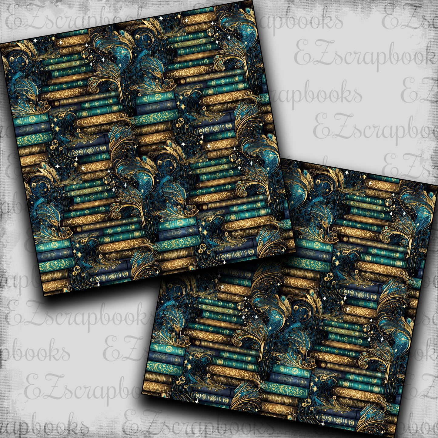 Fantasy Books Teal Swirl - Papers - 23-470