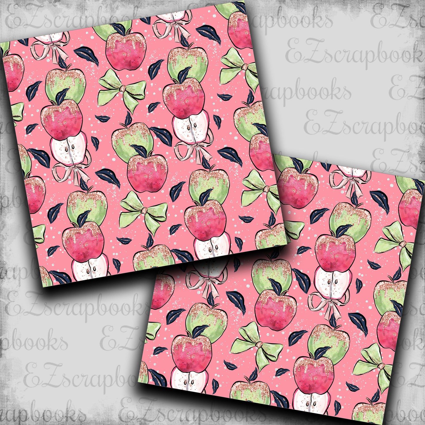 Pink Apple School Apples - Scrapbook Papers - 23-650