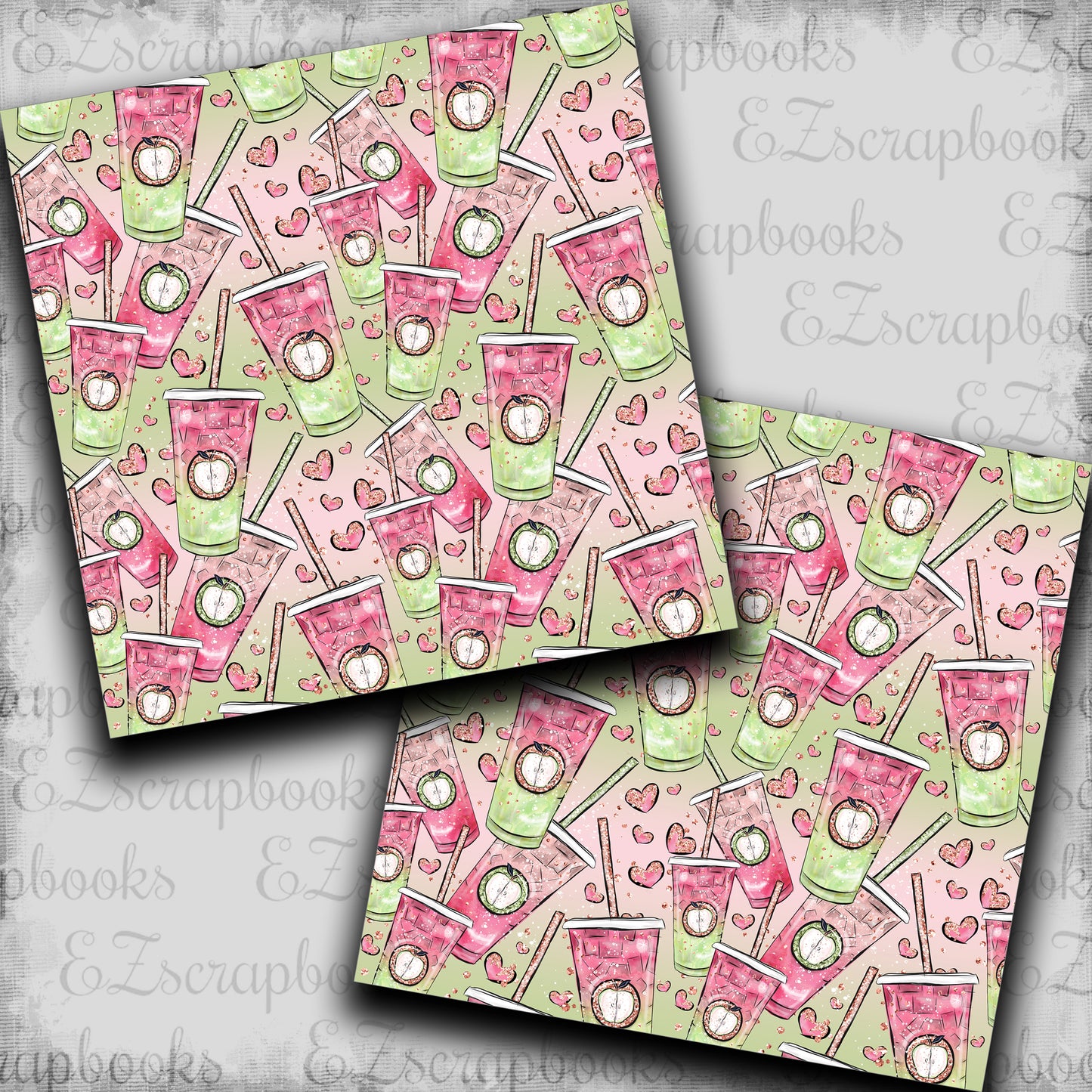 Pink Apple School Cups - Scrapbook Papers - 23-655