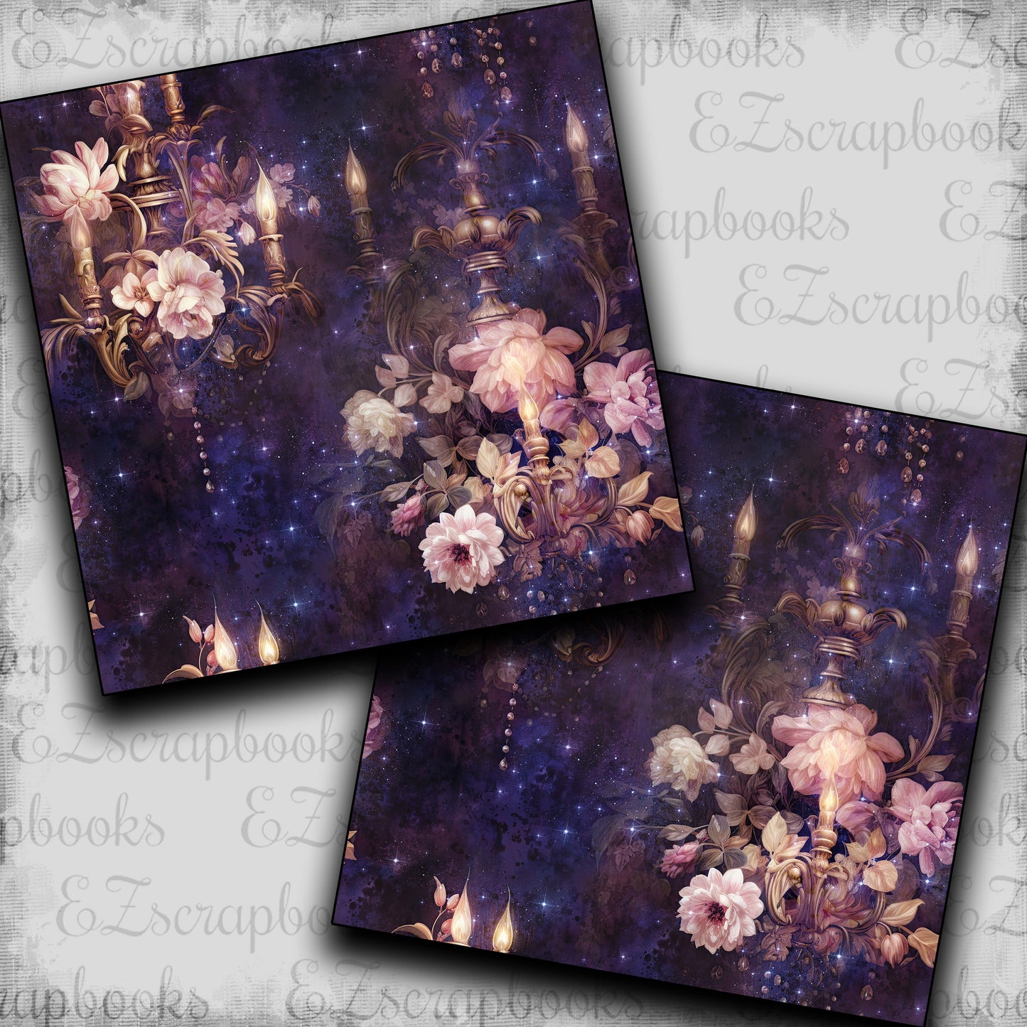 Fancy Chandeliers Purple - Scrapbook Papers - 23-736