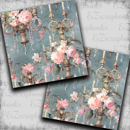 Fancy Chandeliers Blue - Scrapbook Papers - 23-737