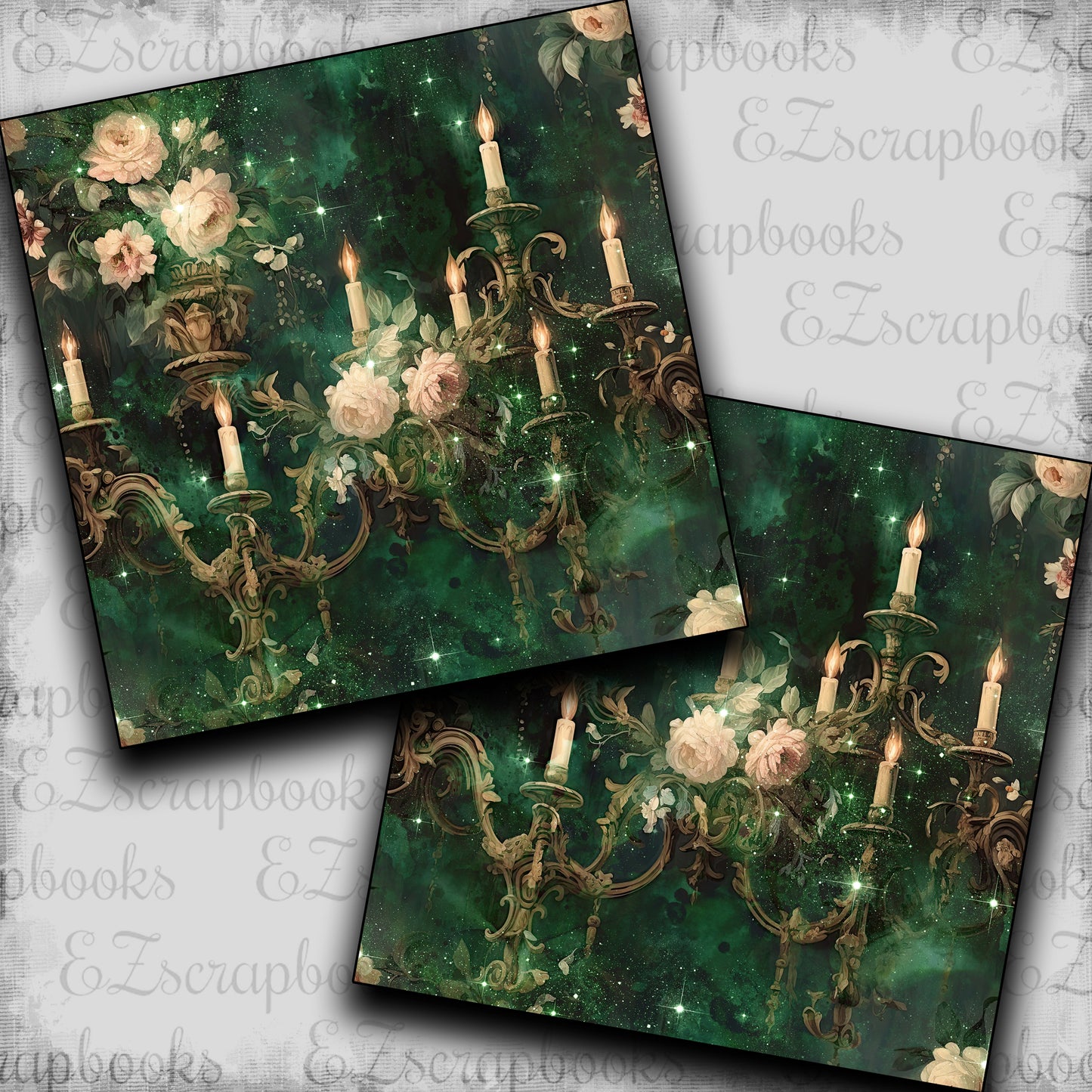 Fancy Chandeliers Green - Scrapbook Papers - 23-738