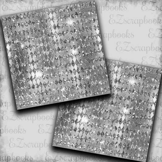 Pastel Glitter Harlequin Silver - Scrapbook Papers - 23-747
