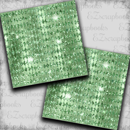 Pastel Glitter Harlequin Green - Scrapbook Papers - 23-750