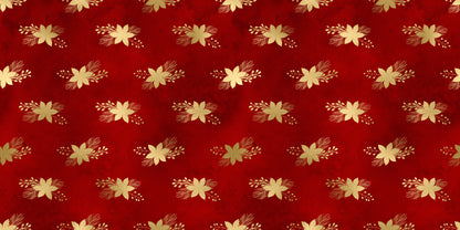 Golden Christmas Red Floral - Papers - 23-754