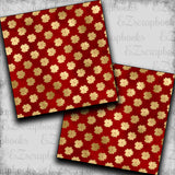 Golden Christmas Red Flower Pattern - Papers - 23-755