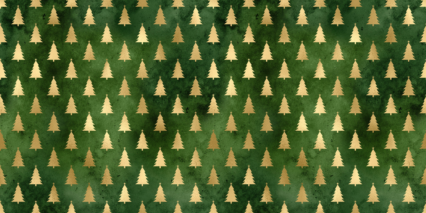 Golden Christmas Green Trees - Papers - 23-757