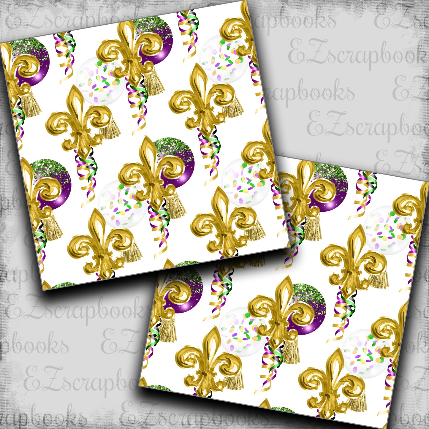 Mardi Gras Balloons White - Scrapbook Papers - 23-761