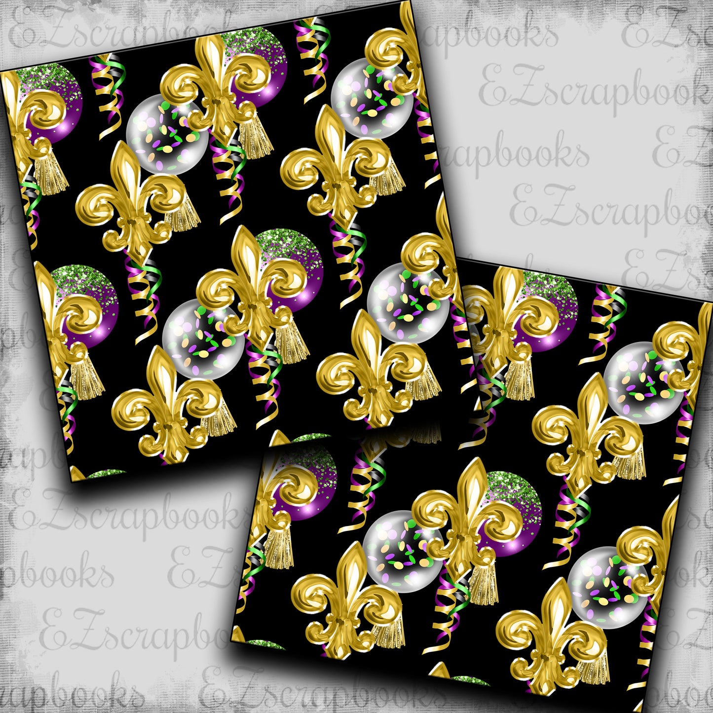 Mardi Gras Balloons Black - Scrapbook Papers - 23-762