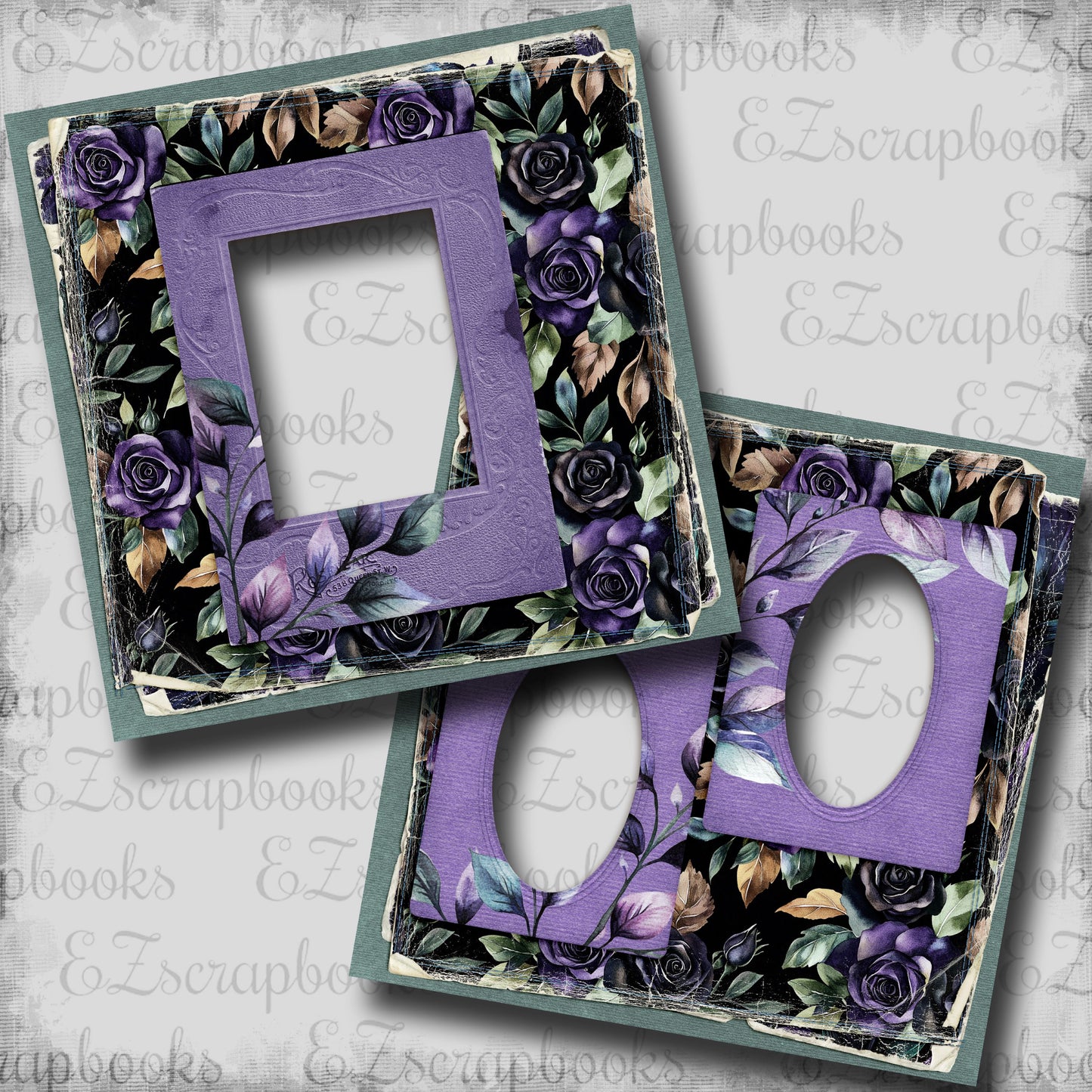 Twilight Flowers - EZ Digital Scrapbook Pages - INSTANT DOWNLOAD