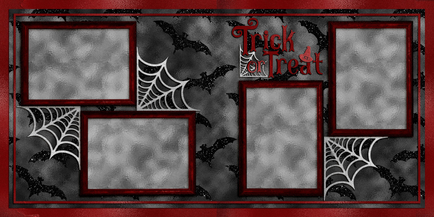 Red & Black Halloween - Set of 5 Double Page Scrapbook Layouts - 24-1006