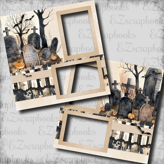 Spooky Season Graveyard - EZ Digital Scrapbook Pages - INSTANT DOWNLOAD