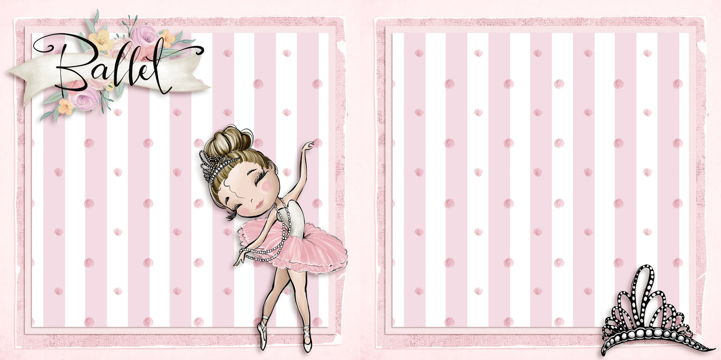 Ballet - Brown Hair EZ Background Pages -  Digital Bundle - 10 Digital Scrapbook Pages - INSTANT DOWNLOAD