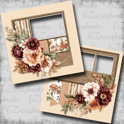 Spelling Autumn Flowers - EZ Digital Scrapbook Pages - INSTANT DOWNLOAD
