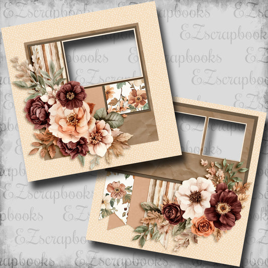 Spelling Autumn Flowers - EZ Digital Scrapbook Pages - INSTANT DOWNLOAD