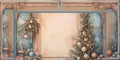 Pastel Christmas Background Page Set 2 NPM - Set of 5 Double Page Layouts - 1802