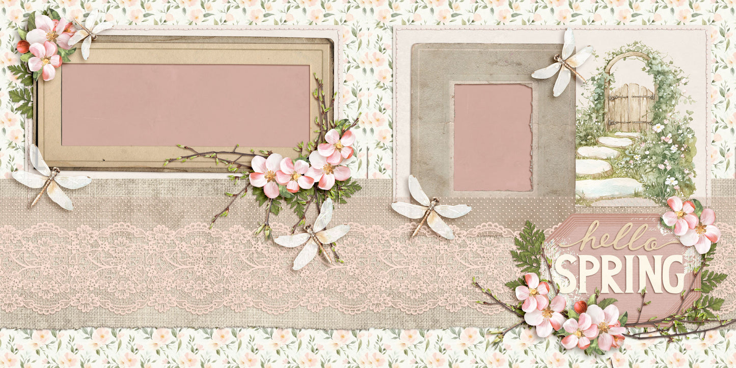 Spring Garden - Set of 5 Double Page Scrapbook Layouts - 25-1030