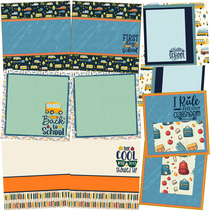 Back to School Blue NPM - Set of 5 Double Page Scrapbook Layouts - 24-1003