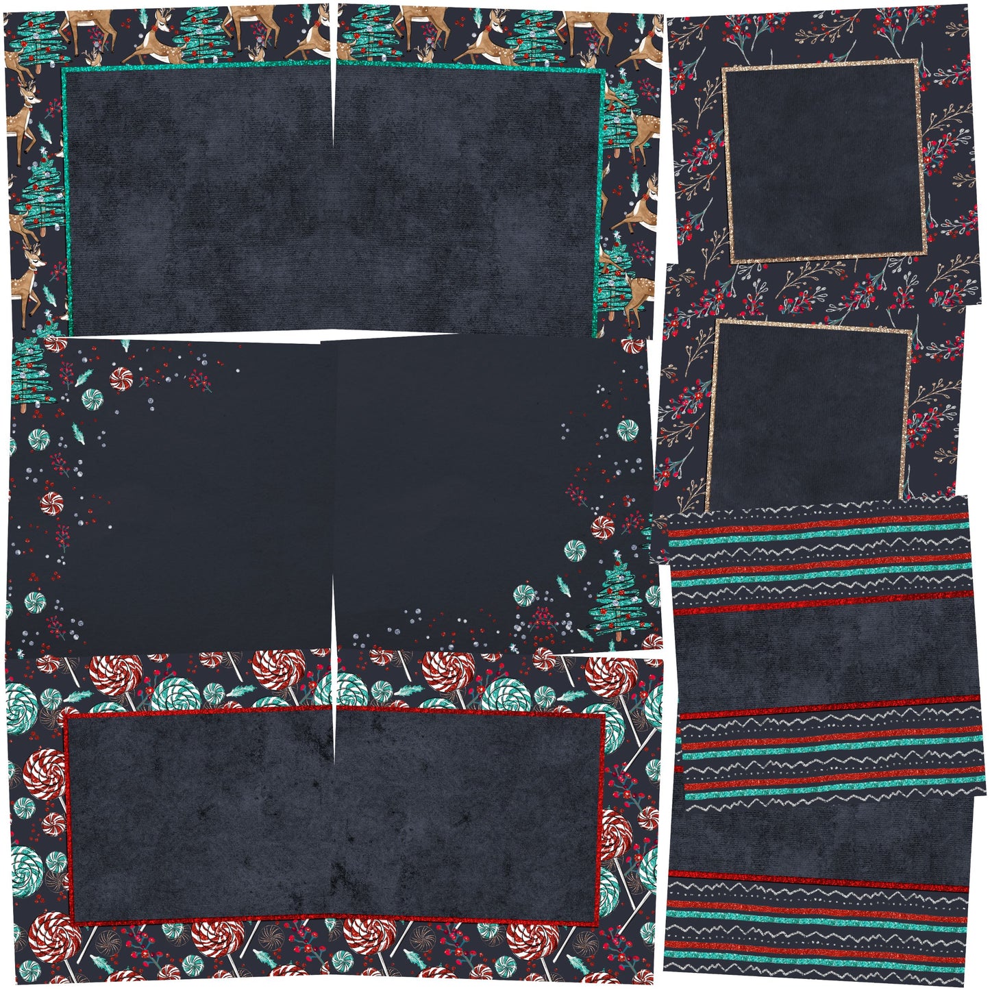 Christmas Wonderland NPM - Set of 5 Double Page Scrapbook Layouts - 24-1018