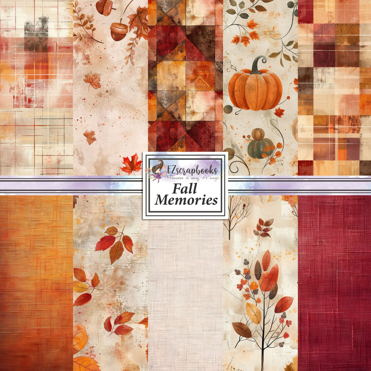 Fall Color Paper Pack Fall Memories - 12X12 Scrapbook Paper Pack - 24-8003 – EZscrapbooks