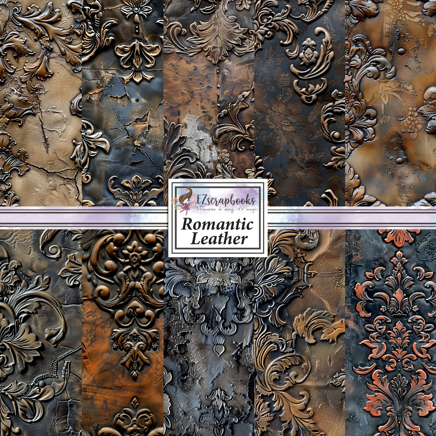 Romantic Leather - 12X12 Scrapbook Paper Pack - 24-8014