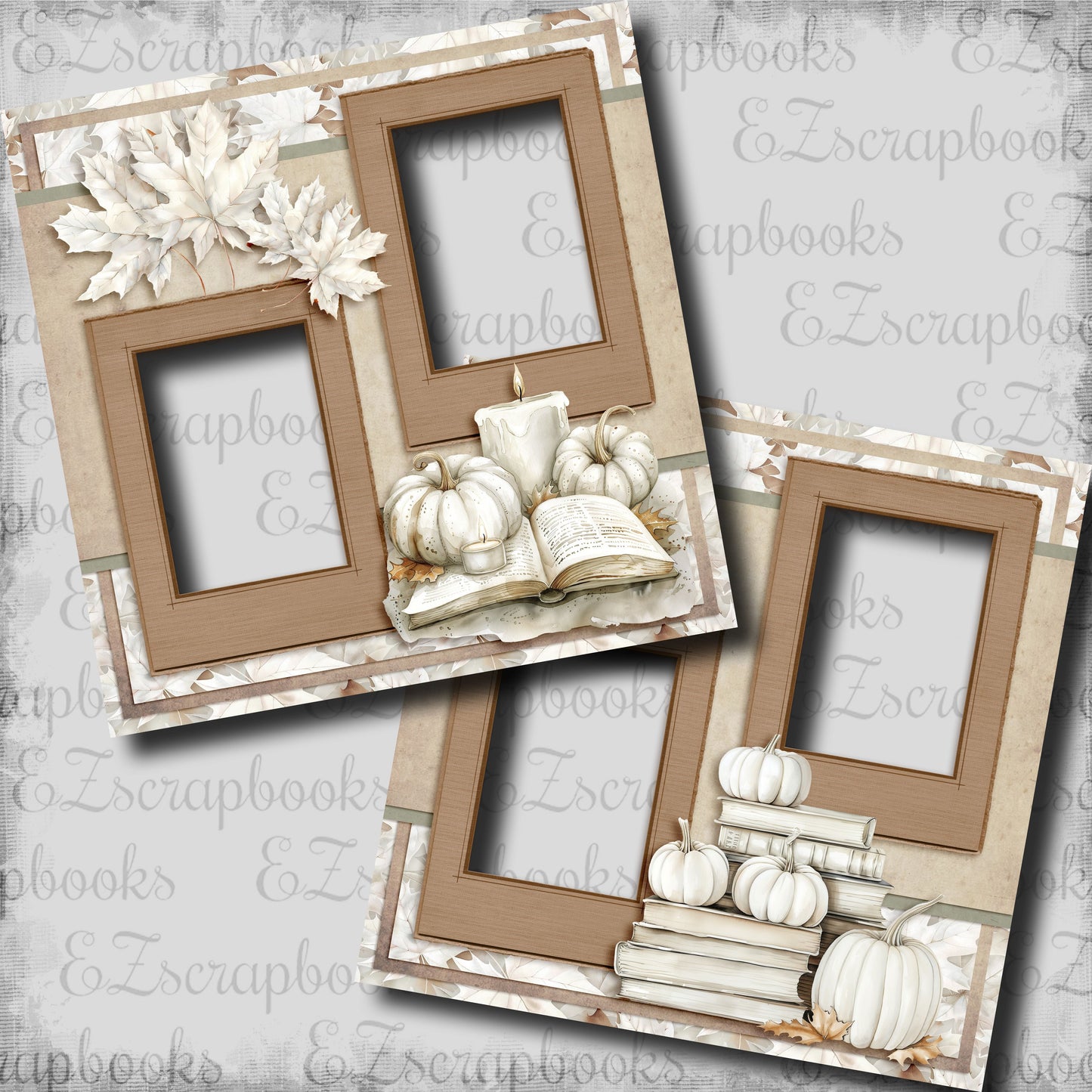 Autumn Pumpkins - EZ Digital Scrapbook Pages - INSTANT DOWNLOAD