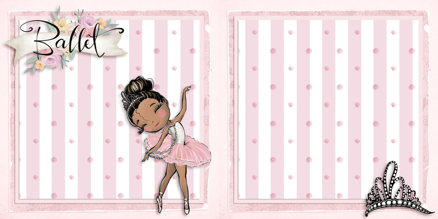 Ballet - African American EZ Background Pages -  Digital Bundle - 10 Digital Scrapbook Pages - INSTANT DOWNLOAD