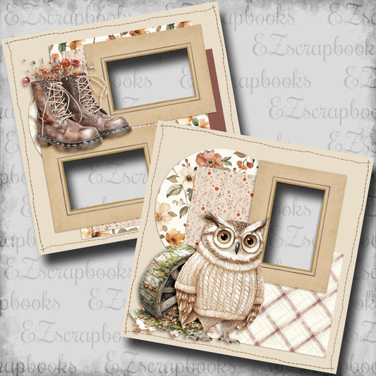 Spelling Autumn Owl - EZ Digital Scrapbook Pages - INSTANT DOWNLOAD