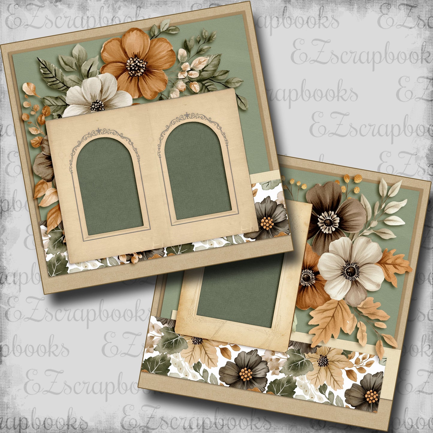 Autumn Gallery Flowers - Scrapbook Layout - 25-812