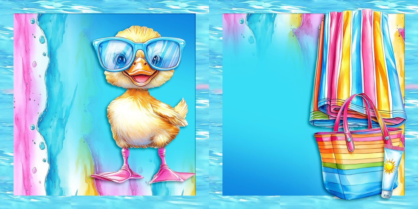 Waterpark EZ Background Pages -  Digital Bundle - 10 Digital Scrapbook Pages - INSTANT DOWNLOAD