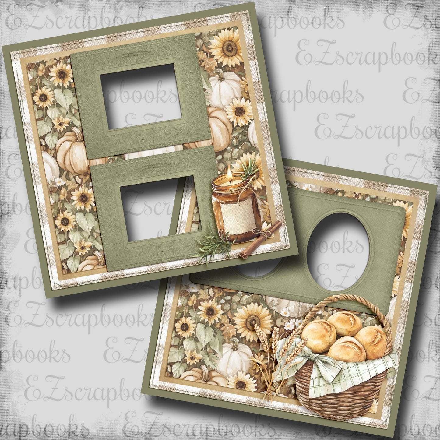 Grateful Bread - Thanksgiving - EZ Digital Scrapbook Pages - INSTANT DOWNLOAD
