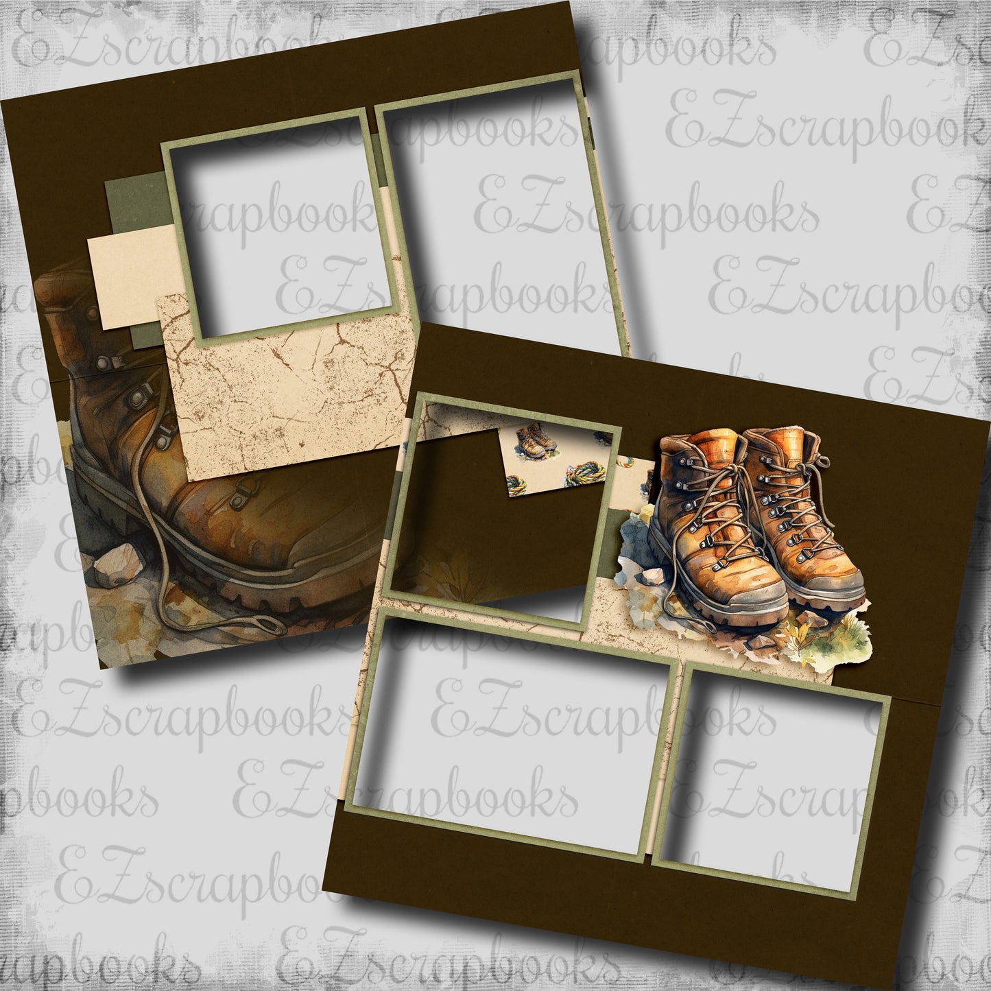 Hiking Trail - EZ Digital Scrapbook Pages - INSTANT DOWNLOAD