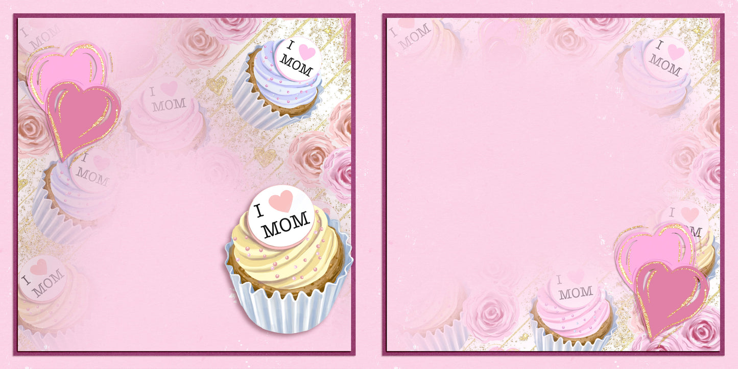 I Heart Mom EZ Background Pages -  Digital Bundle - 10 Digital Scrapbook Pages - INSTANT DOWNLOAD