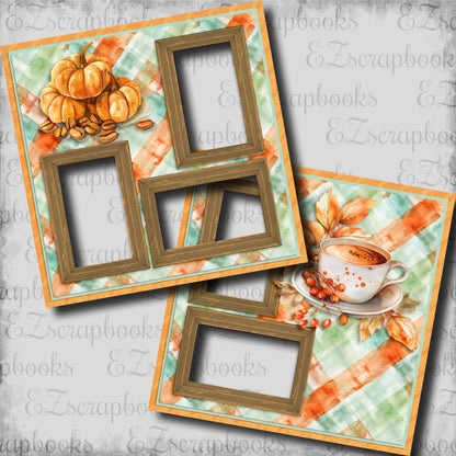 Pumpkin Latte Plaid - EZ Digital Scrapbook Pages - INSTANT DOWNLOAD