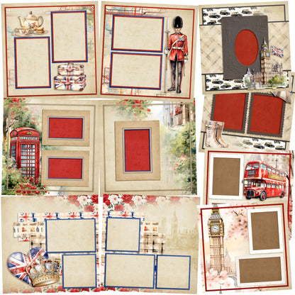 Hello London - Set of 5 Double Page Scrapbook Layouts - 25-1010