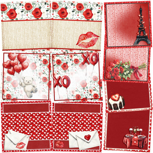 Valentine EZ Background Pages -  Digital Bundle - 10 Digital Scrapbook Pages - INSTANT DOWNLOAD