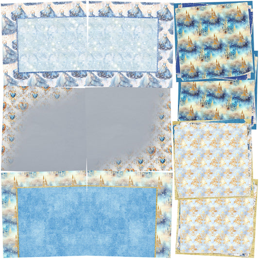 Blue Princess NPM - Set of 5 Double Page Scrapbook Layouts - 25-1016