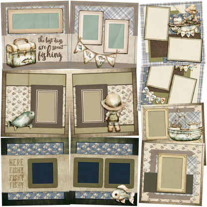 Cute Fisherman - Set of 5 Double Page Scrapbook Layouts - 25-1018