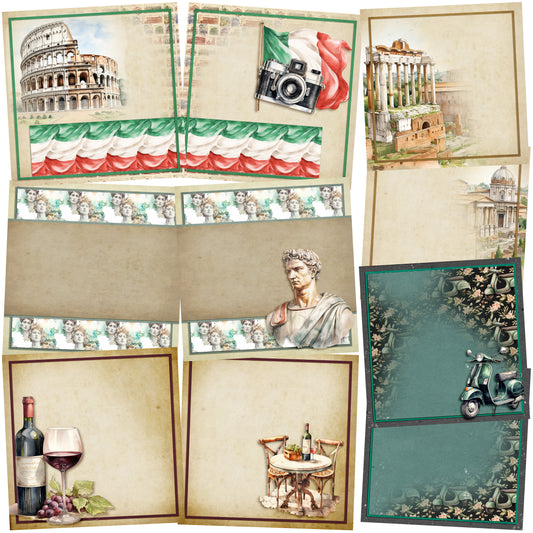 Ciao Roma EZ Background Pages -  Digital Bundle - 10 Digital Scrapbook Pages - INSTANT DOWNLOAD