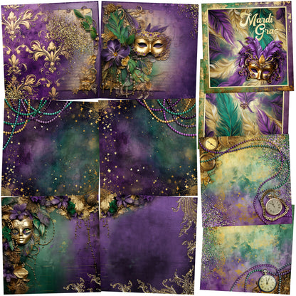 Mardi Gras Time NPM - Set of 5 Double Page Scrapbook Layouts - 25-1023