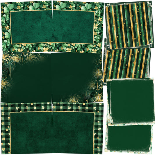 Shamrock Party EZ Background Pages -  Digital Bundle - 10 Digital Scrapbook Pages - INSTANT DOWNLOAD